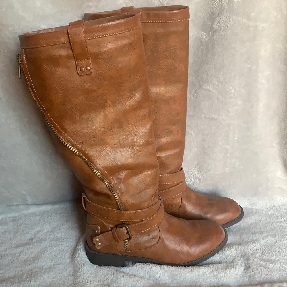 Brown leather boots